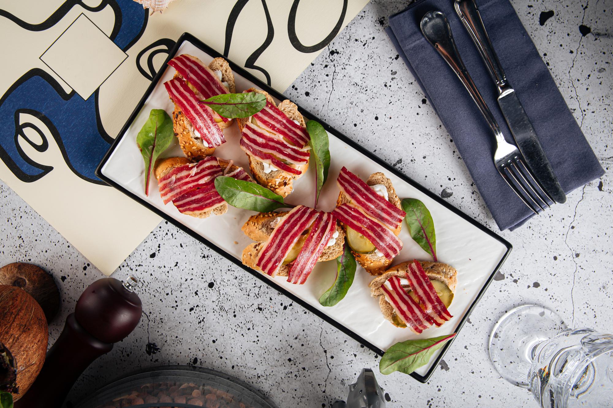 Assorted plated dishes from course